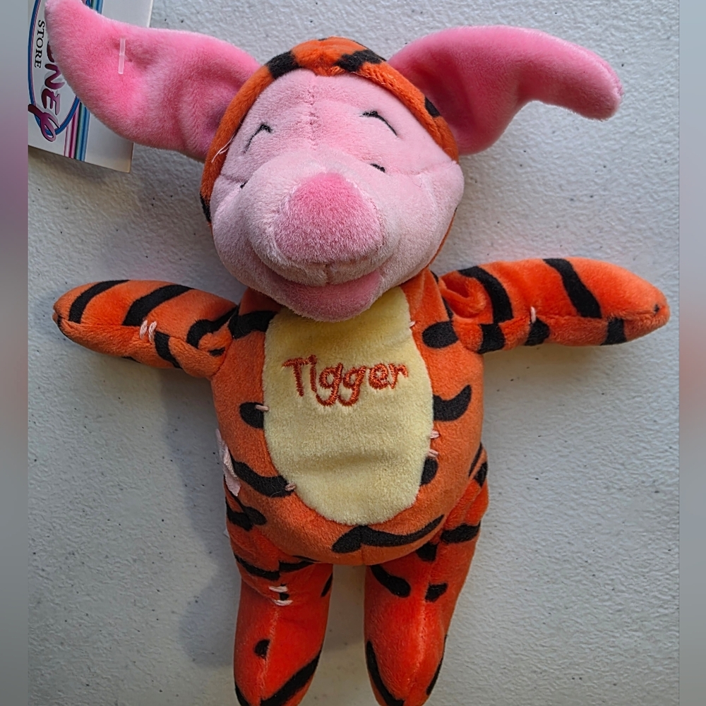 NWT RETIRED Disney Store Mini Bean Bag Piglet as Tigger